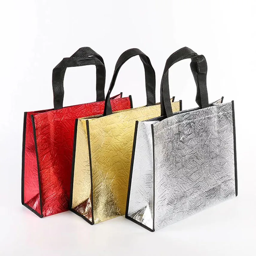 

Folding Shoppers Women Laser Glitter Necessaire Bag Large Capacity Travel Beach Bag Non-Woven Handbags Tote Eco Reusable