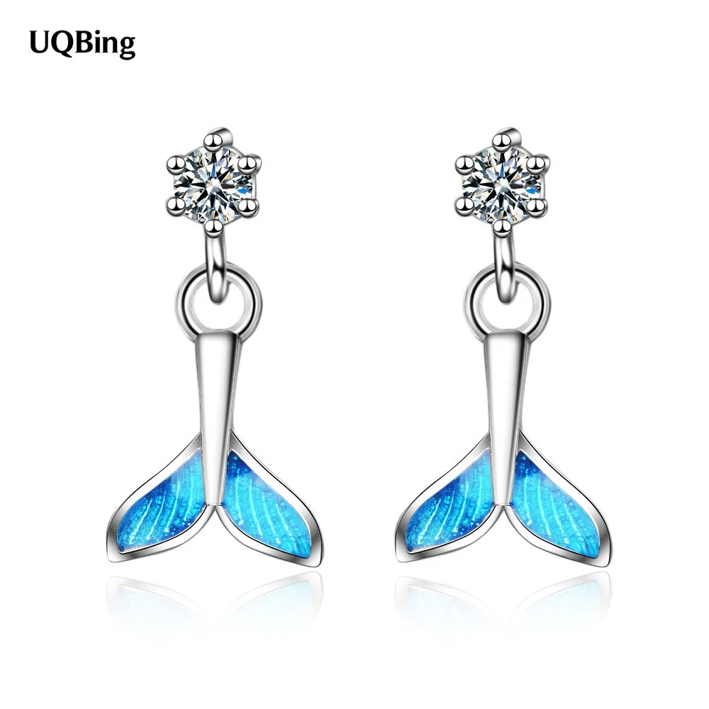 

Geometric 925 Sterling Silver Zircon Mermaid Tail Shape Stud Earring For Women Gifts