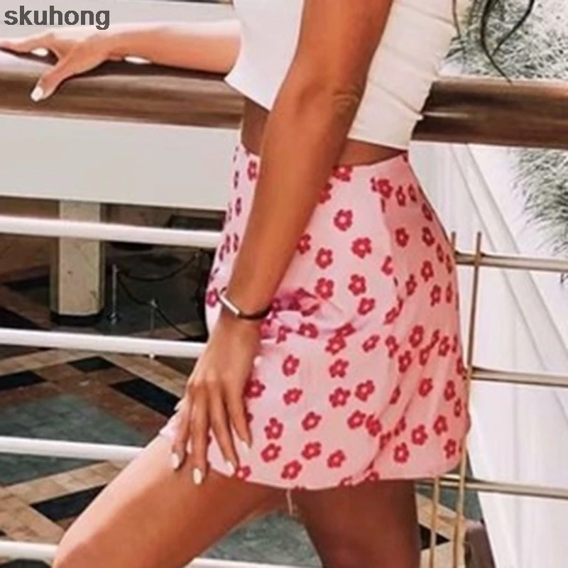 

Mini Skirt Elegant Boho Skirts Womens High Waist Skirt Floral Satin Skirt Short Kawaii Skirts Womens Purple Skirt A Line