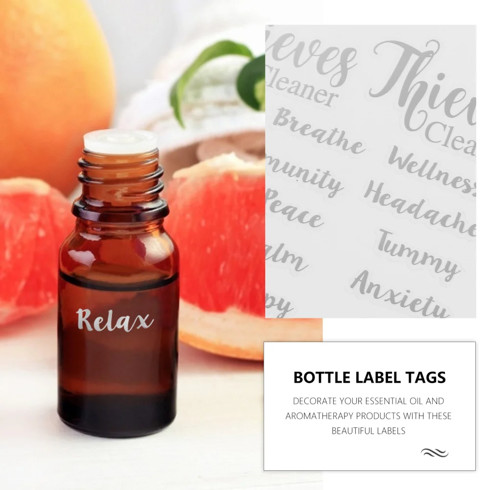 

6 Sheets Essential Oil Bottle Labels Stickers Waterproof Letter Labels