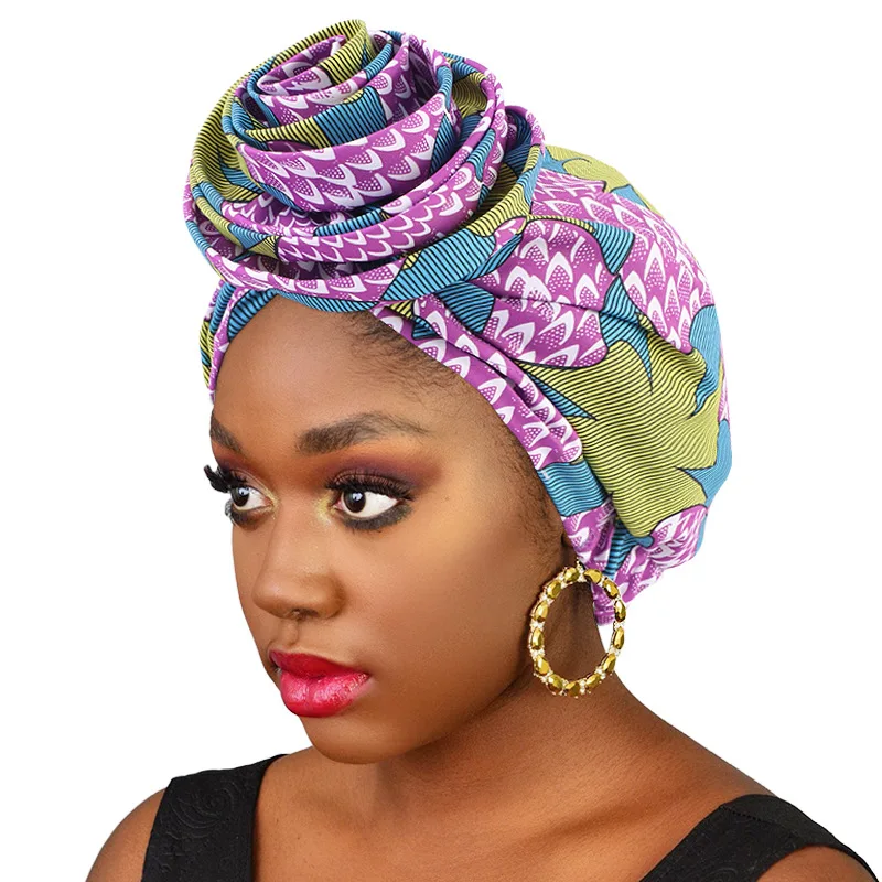 

New Head Wrap Floral Ankara Bonnet African Print Stretch Bandana Satin Lined Beanie Headscarf Turban Headwear Hair Accessories