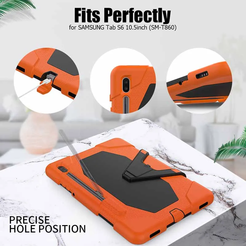 

Shockproof Case For Samsung Galaxy Tab S6 10.5 2019 SM-T860 SM-T865 Tablet Hard Military Heavy Duty Silicone Protection Cover