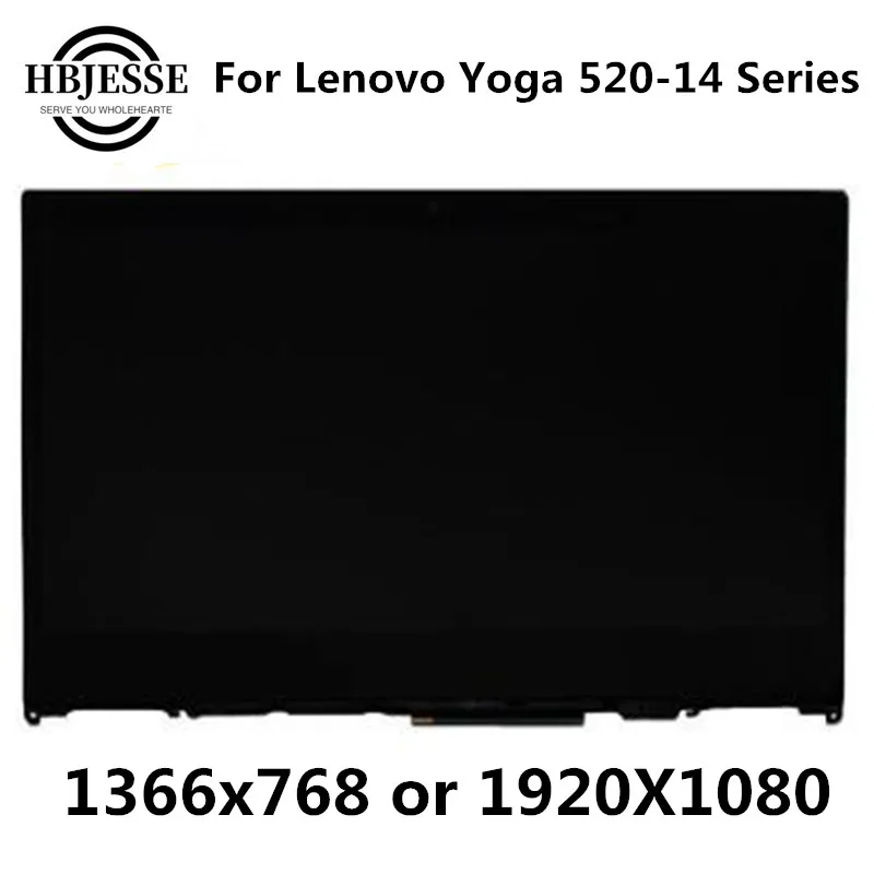 

Оригинальный ЖК-экран для ноутбука Lenovo Yoga 520-14 520-14ikb 80X8 80YM + сенсорный дигитайзер в сборе с рамкой 1366x768 или x