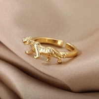 vintage animal leopard open ring for women men punk cheetah rings men fashion jewelry accessories party gift bague femme