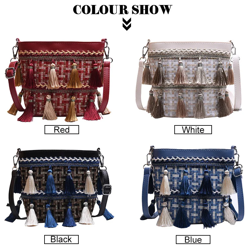 Национальная женская сумка через плечо, ручная работа с кисточкой, сумка-мешок, кошелек для монет и карт, сумка через плечо, женская сумка-мессенджер