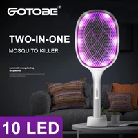 two in one 10 led trap mosquito killer lamp 3000v electric bug zapper usb rechargeable summer fly swatter trap flies insect