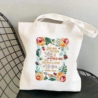 2021 shopper ash and fire garden printed tote bag women harajuku shopper handbag girl shoulder shopping bag lady canvas bag