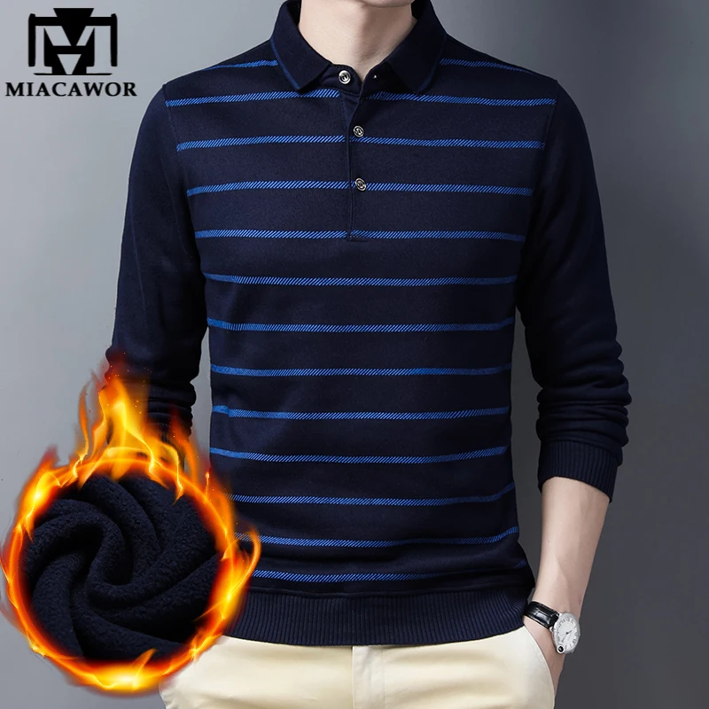 

New Brand Fashion Winter Thick Warm Sweater Men Soft Pull Homme Slim Fit Casual Striped Knitted Pullover Men Clothing Y405