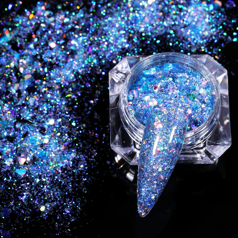 1 коробка с блестками для ногтей голографическая пудра блестящие нестандартные
