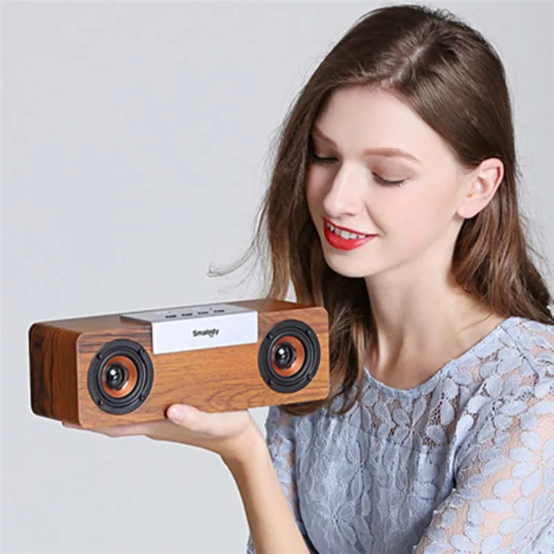 

Ретро деревянный Саундбар беспроводные bluetooth-колонки музыкальная акустическая система портативный 10 Вт HIFI стерео сабвуфер объемный с FMRadio