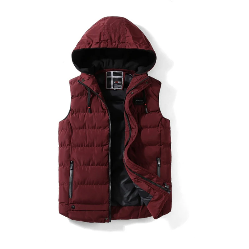 

JOOBOX Brand Sleeveless Jacket for Men New Fashion Hooded Cotton Vests Autumn Winter Thicken Black Male Waistcoat Warm Coat
