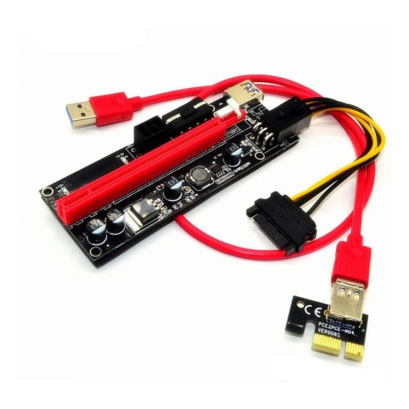 6 шт VER009S USB 3 0 PCI E Экспресс 1X 4X 8X 16X расширитель Riser карта адаптера SATA 15Pin до Pin