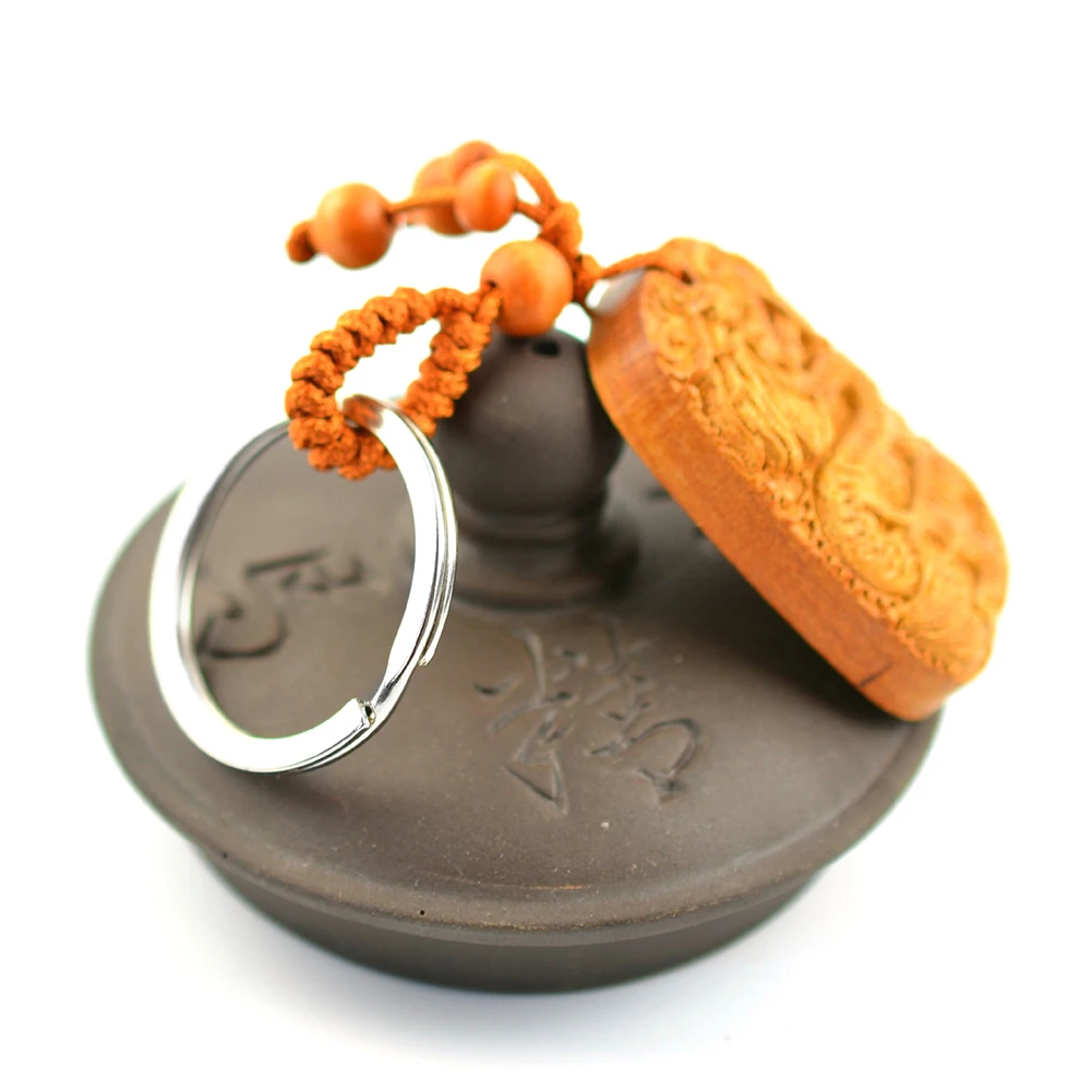 Натуральный персик резьба по дереву китайский дракон статуэтка подвеска пряжка