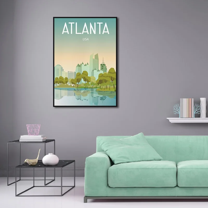 Современный абстрактный пейзаж Атланты холст живопись настенное искусство