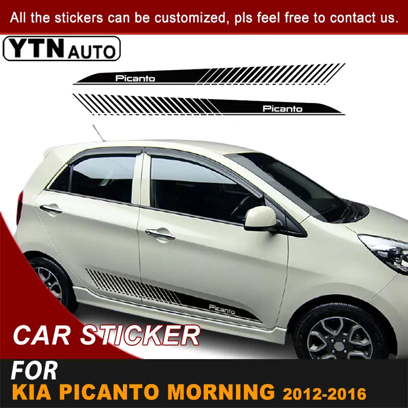 Side Door Body Skirt Car Sticker Stripe Graphic Vinyl Decals Car Accessories For Kia Picanto Morning 2012 2013 2014 2015 2016