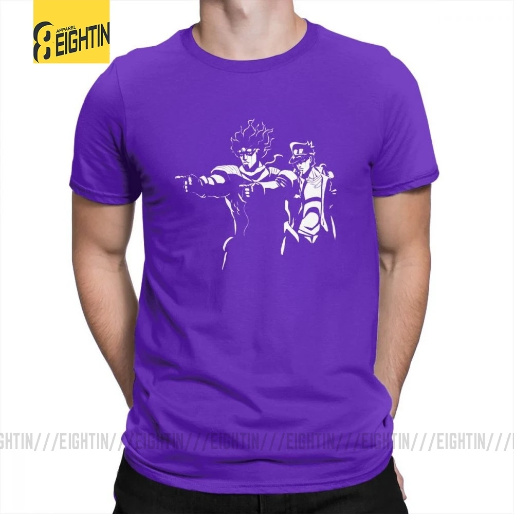 JoJo Необычные Приключения стенд фантастика футболка винтажные футболки новые с коротким рукавом Crewneck очищенный хлопок уютные мужские футболки - Цвет: Фиолетовый