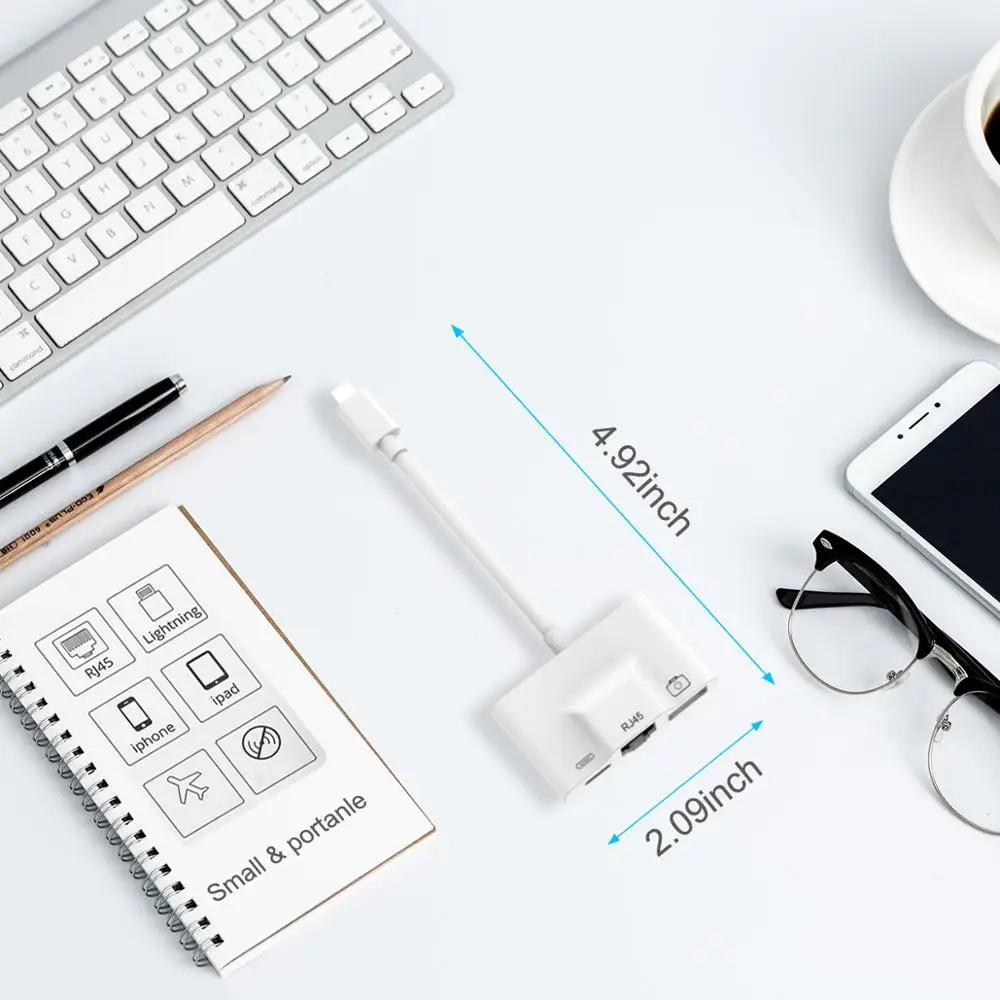 Адаптер для подключения Lightning/RJ45 Ethernet LAN Проводная сеть с USB 3 0 OTG цифровой камеры