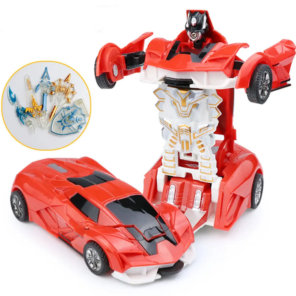 

Kid's Transforming Toys for Boys 2 IN 1 Robot Car Model Plastic Mini Transformation One Step Impact Vehicles Car Birthday Gift