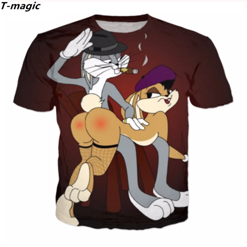 T magic/Новинка брендовая футболка с забавным мультяшным жуком Кроликом 3D принтом