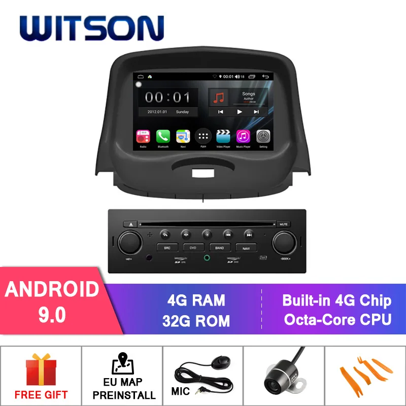 Автомобильный DVD WITSON S300 Android 9 0 для PEUGEOT 206 8 Octa Core 4 Гб ОЗУ 32 ГБ флеш навигация