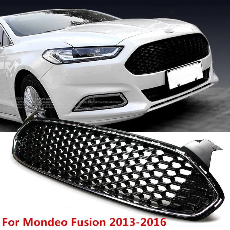 

Решетка сетчатая для Ford Fusion Mondeo 2013-2016, Черная решетка для переднего бампера, гоночная решетка