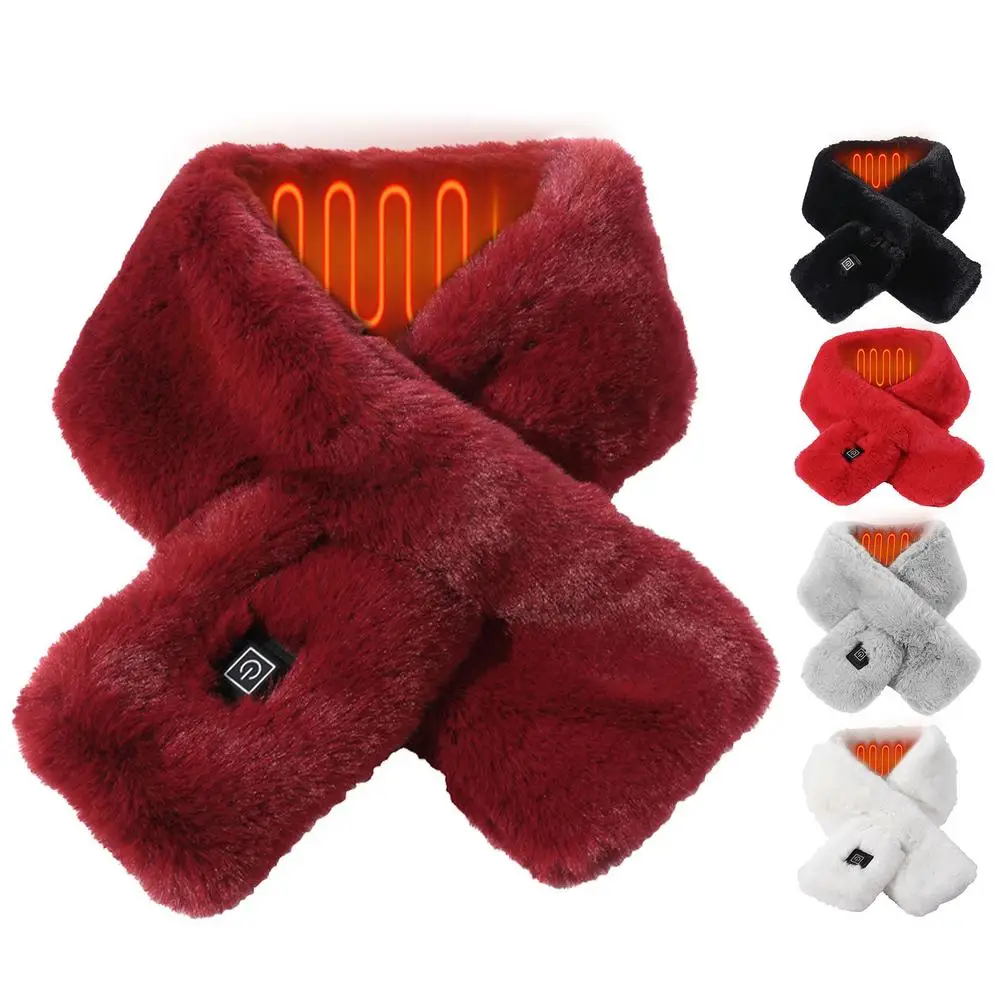 

Шарф с электрическим подогревом, моющийся бархатный шарф из искусственного кролика с 3-уровневой регулировкой, для зимнего туризма, лыжного...