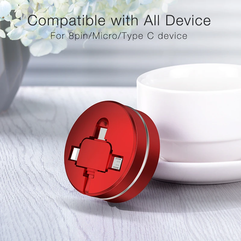 8-контактный кабель cafele 3 в 1 Micro USB Type C USB-кабель для телефонов iOS и Android с выдвижным