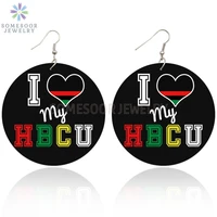 somesoor double sides painted i love my hbcu african wooden drop earrings black sayings handmade wood dangle for women gifts