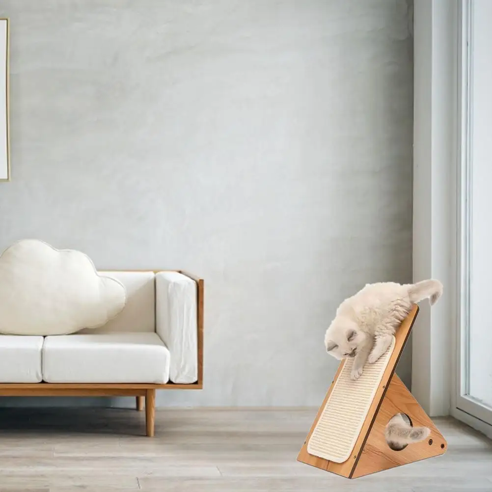 

Cat Scratcher Incline Wedge Scratchy Ramp Interactive Cat Toy Durable Wooden Structure Toy for Cat Dog
