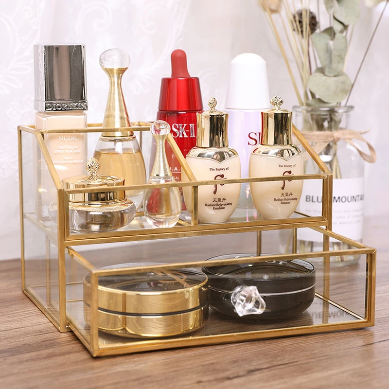 Caja de almacenamiento cepillo maquillaje cristal | Дом и сад