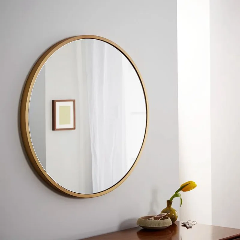 

Nordic gold personality bathroom mirror wall hanging round iron art dressing mirror ypf80841