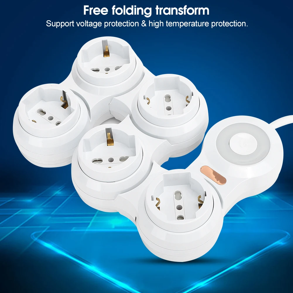 Переходник для штепсельной вилки 5 вогнутый разъем 10 А с переключателем