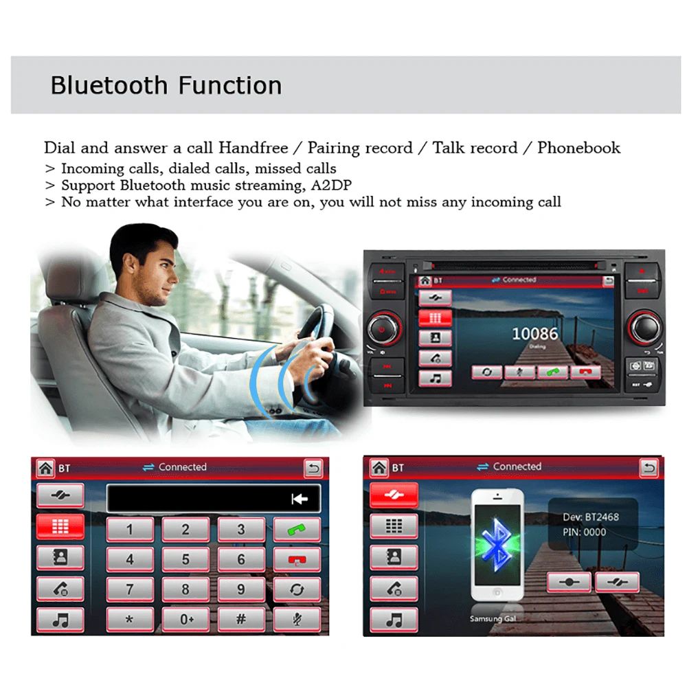 A Sure автомобильный мультимедийный плеер 2 DIN Авто радио gps Navi для Ford Transit Focus Galaxy S Max C
