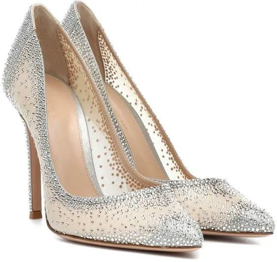 

2020 color matching pointed shallow mouth mesh hot sexy fashion high heels