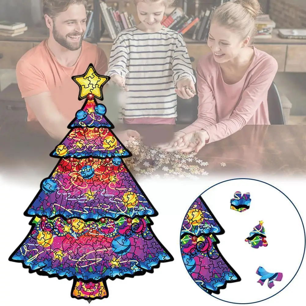 

Деревянная мультяшная Красочная рождественская елка креативная головоломка для всей семьи обучающая игрушка «сделай сам» Игрушки для род...