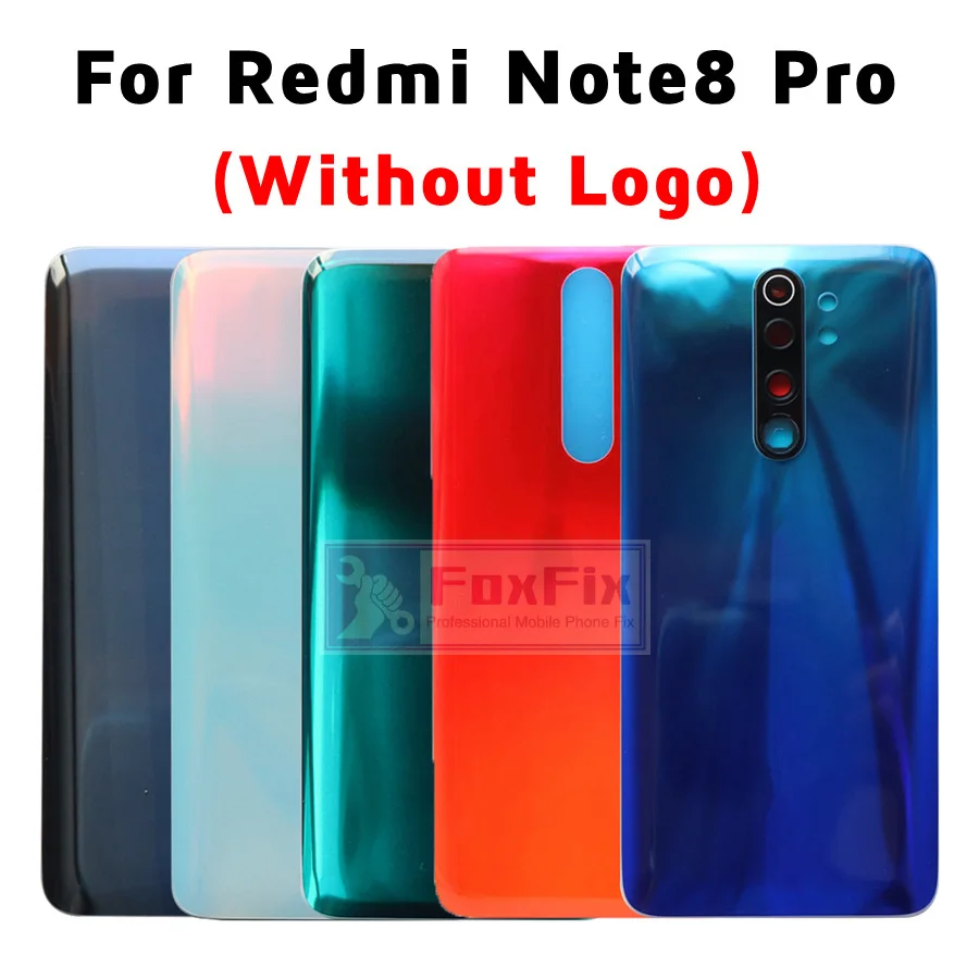 

NEW Back Glass Cover For 6.53" Xiaomi Redmi Note 8 Pro Battery Cover Back Glass Panel Rear Housing Door Case+Camera Lens Replace