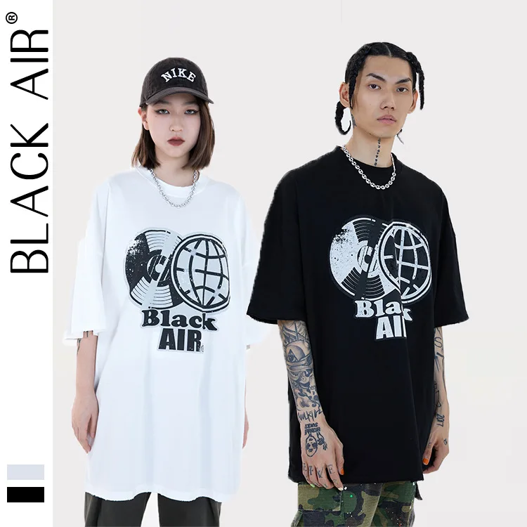 

BLACKAIR Retro t shirt new arrival summer womens graphic t shirts men streetwear high street oversized t shirt Tops Tees 2165