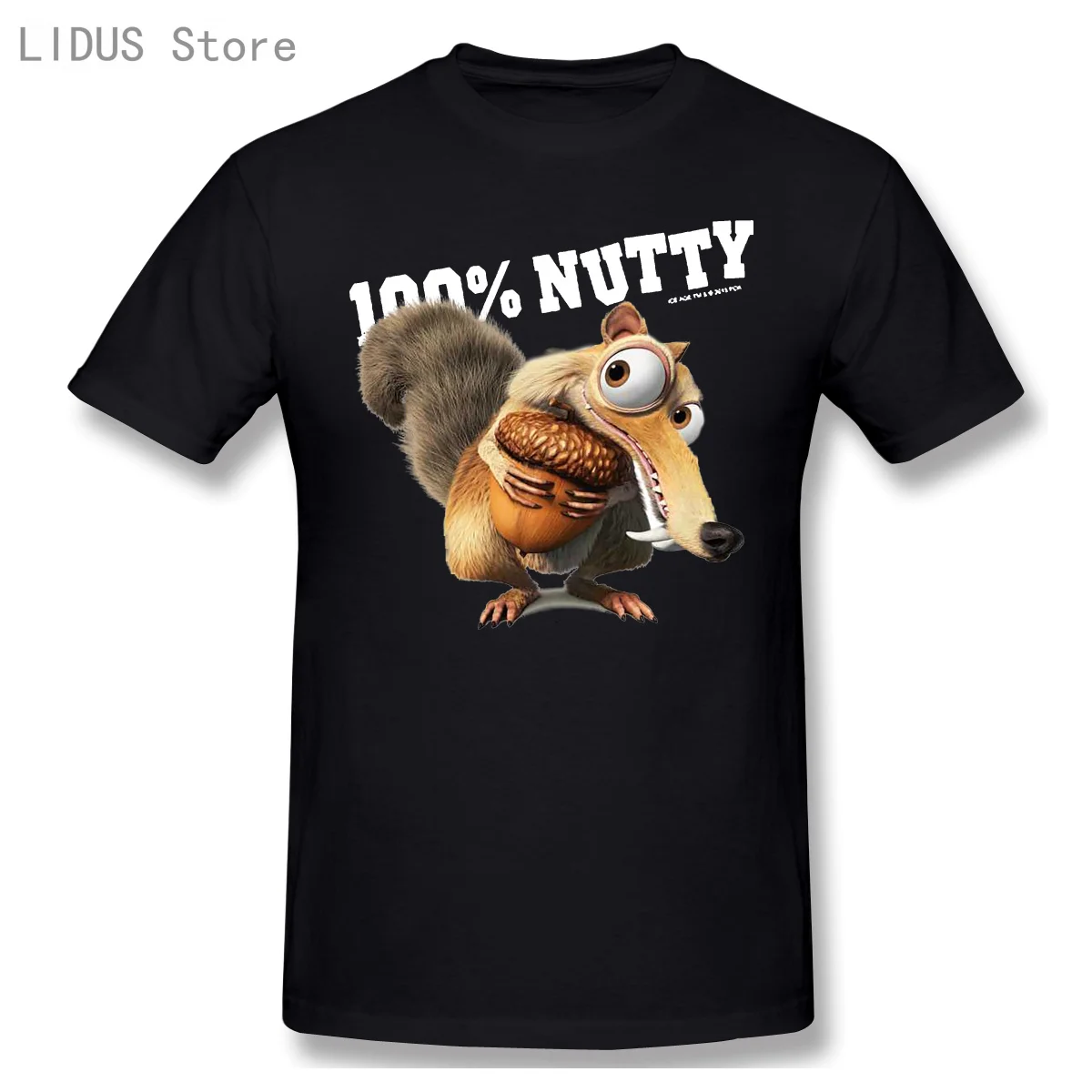 

CafePress Ice Age Scrat 100% Nutty Dark T-Shirt Short Sleeve Casual Men Fashion O-neck 100% Cotton T-Shirts Tee Top