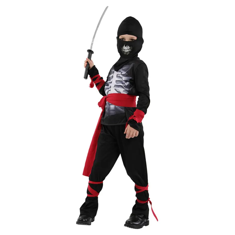 Детский костюм Скелетон ниндзя для мальчиков на Хэллоуин карнавальный Пурим