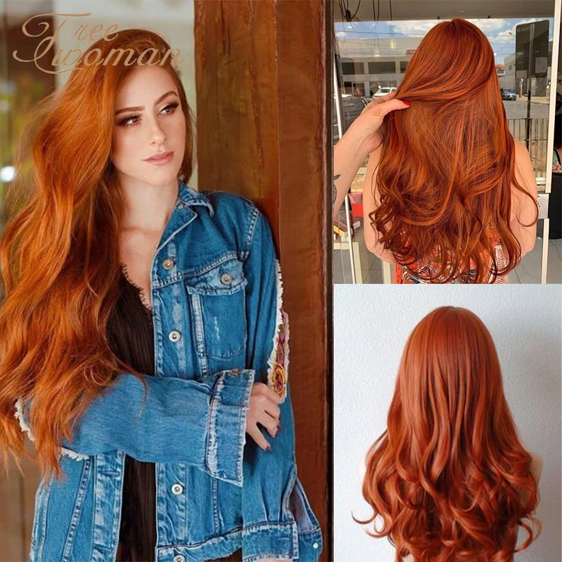 

FREEWOMAN Pink Synthetic Lace Front Wig Black Wavy Fake Hair Synthetic Wigs For Woman Lace Wig 24 Inch Honey Orange Purple