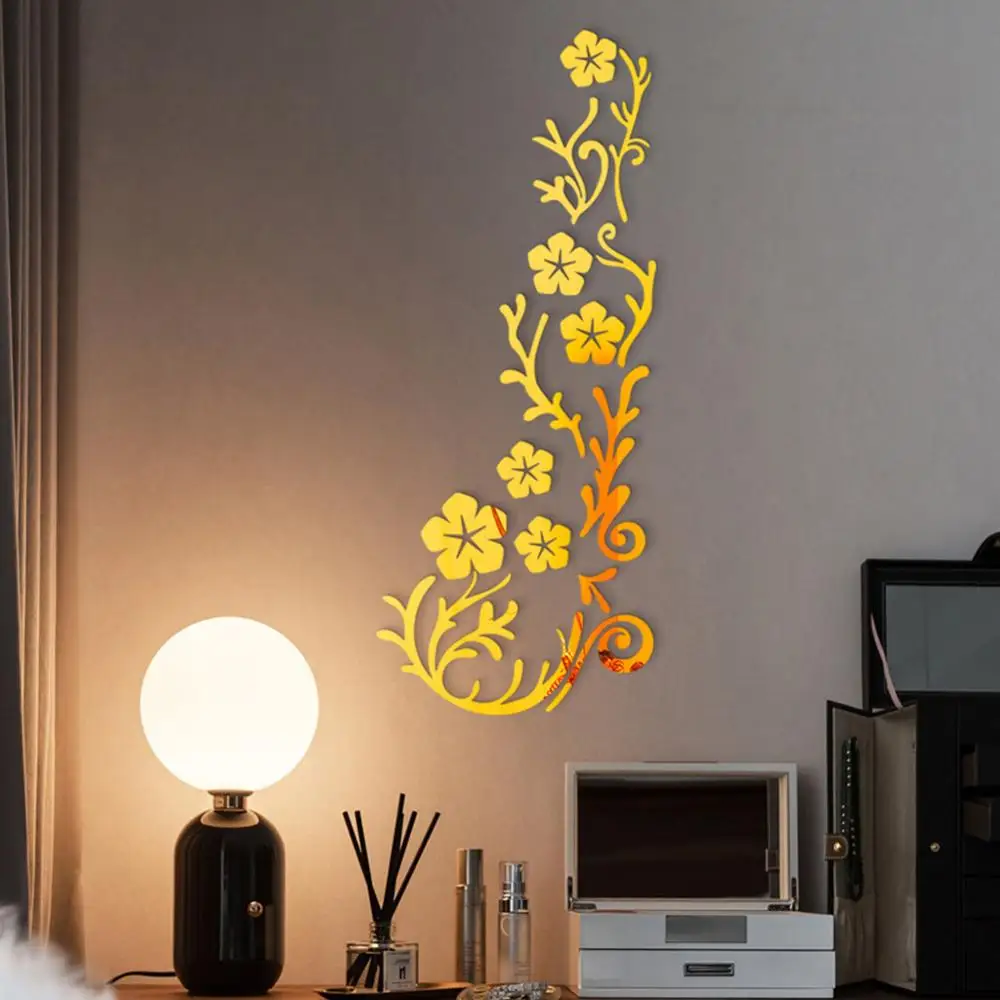 3D зеркало цветок дерево DIY Съемный акриловые настенные наклейки росписи домашний