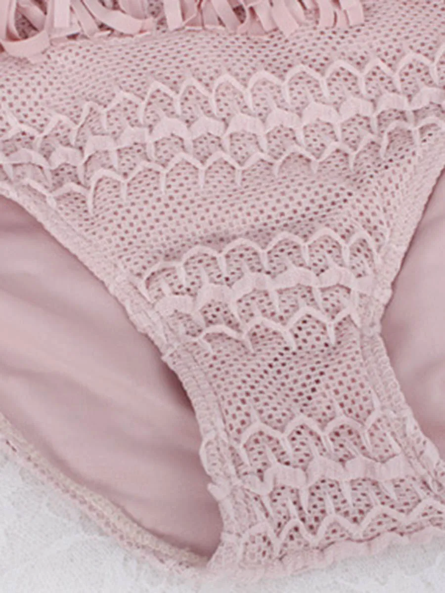 

SALE European Triangle Hollow Tassel Mesh Swimsuit Steel Support Gathered Slim Sexy One-piece Ladies Summer Beach Bathing Suit