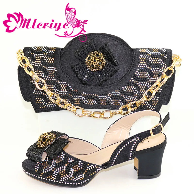 Новое поступление черный цвет женская обувь и сумка в комплекте распродажа