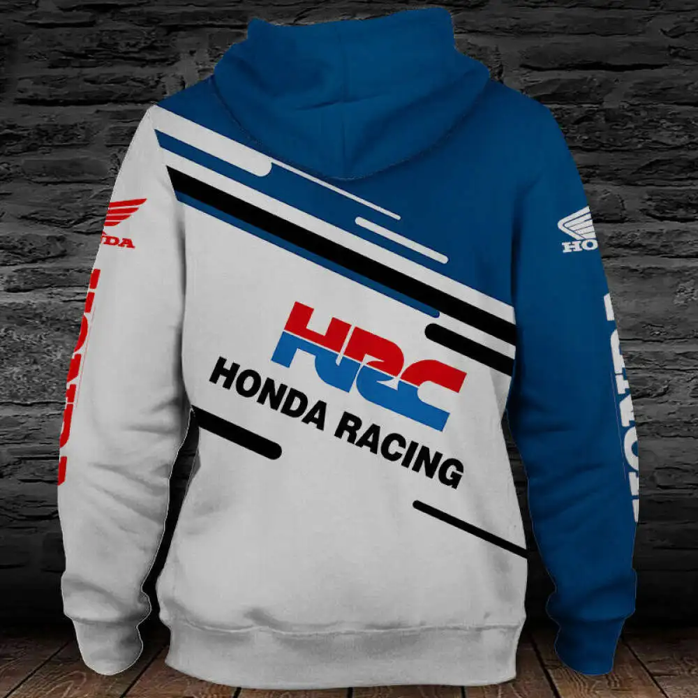 

2021 New Honda Motorcycle Racing Logo Hoodie Men's 3D Digital Print Zip Hooded High Quality Casual Harajuku Pullover Sweatshirt