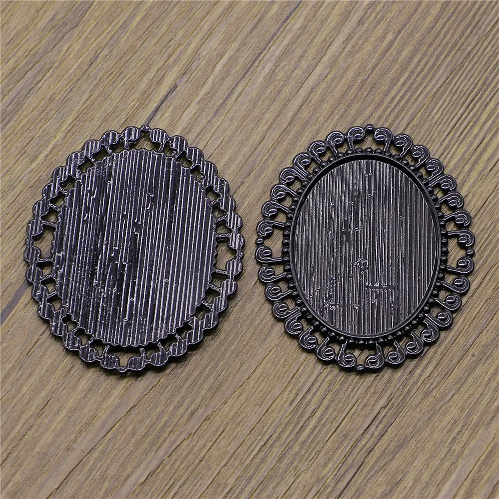 

2pcs 30x40mm Inner Size Black Color Vintage Style Zinc Alloy Cameo Cabochon Base Setting Charms Pendant