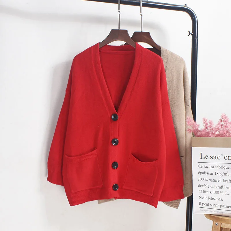 Кардиган OMCHION Женский Осень зима 2021 однобортный трикотажный Повседневный