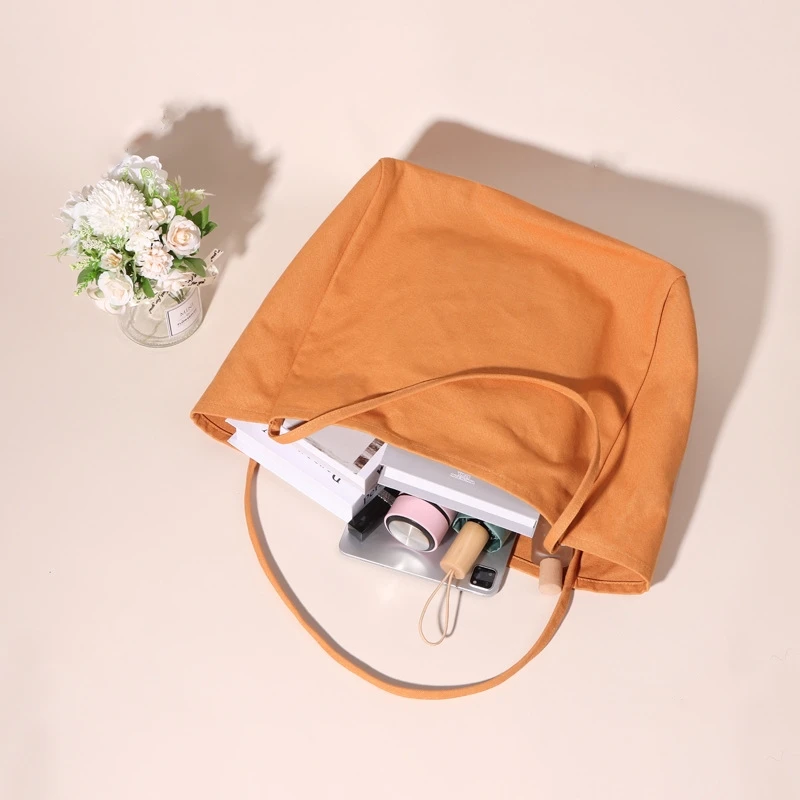 

Simple Solid Color Large Capacity, Extra Thick Shoulder Bag Japanese and Korean Fashion All-match Underarm Women's Canvas Bag