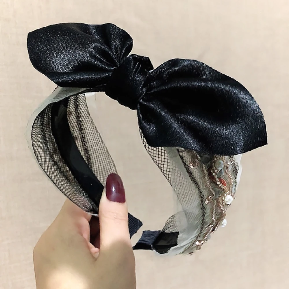 

Fashion Pearl Rhinestone Jewelled Hair Bands For Women Girls Lace Hairband Headband Hair Accessories