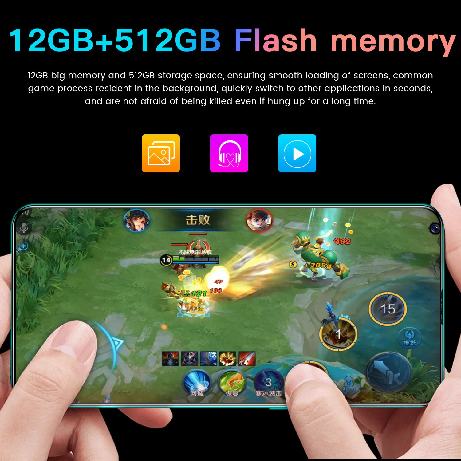 Galay-Smartphone S22 + Ultra 5G desbloqueado, tel&eacute;fono m&oacute;vil Android, 512GB, versi&oacute;n Global, para juegos, bater&iacute;a de larga duraci&oacute;n, color negro m&iacute;stico-2