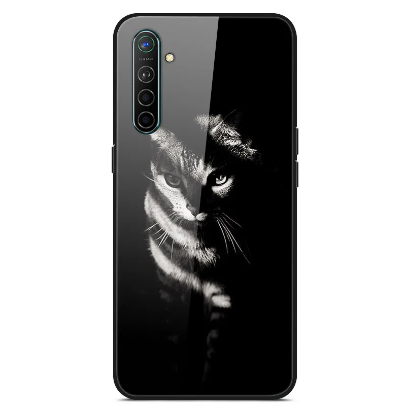 Чехол для Oppo Realme X2, чехол из закаленного твердого стекла для Oppo Realme XT X2 Pro, чехол, мягкий силиконовый бампер с принтом - Цвет: Темный хаки